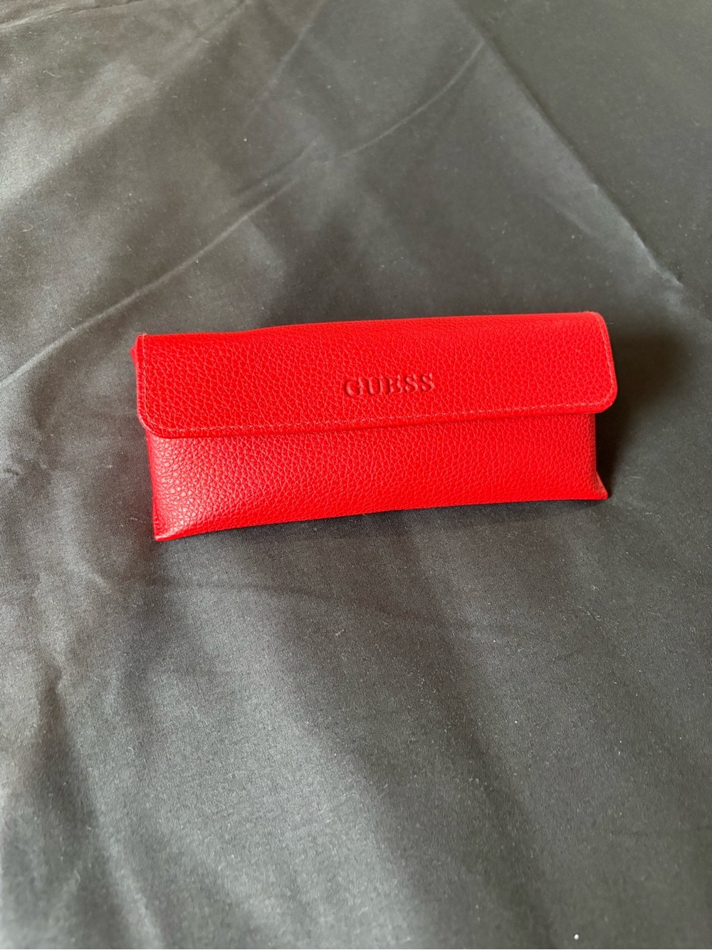 GUESS Red Pebbled Leather Eyeglass Pouch